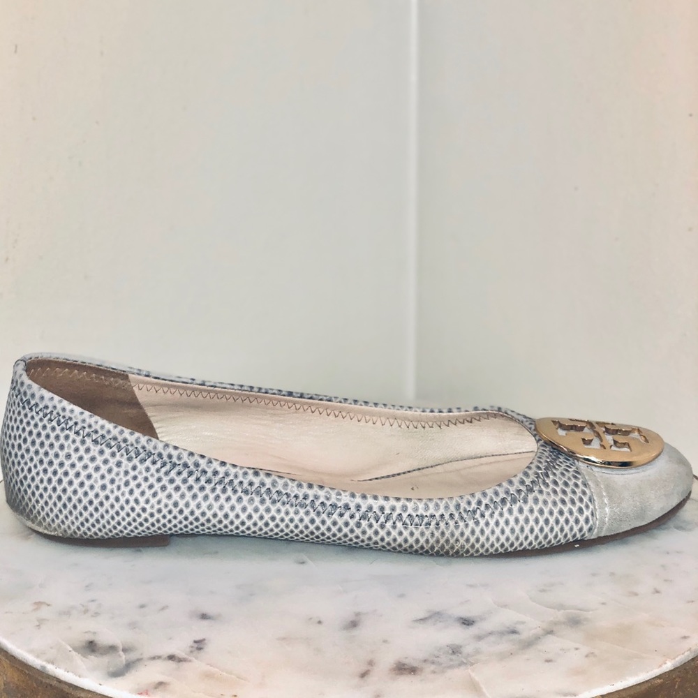 Tory Burch Gray Python Print Flats - image 2